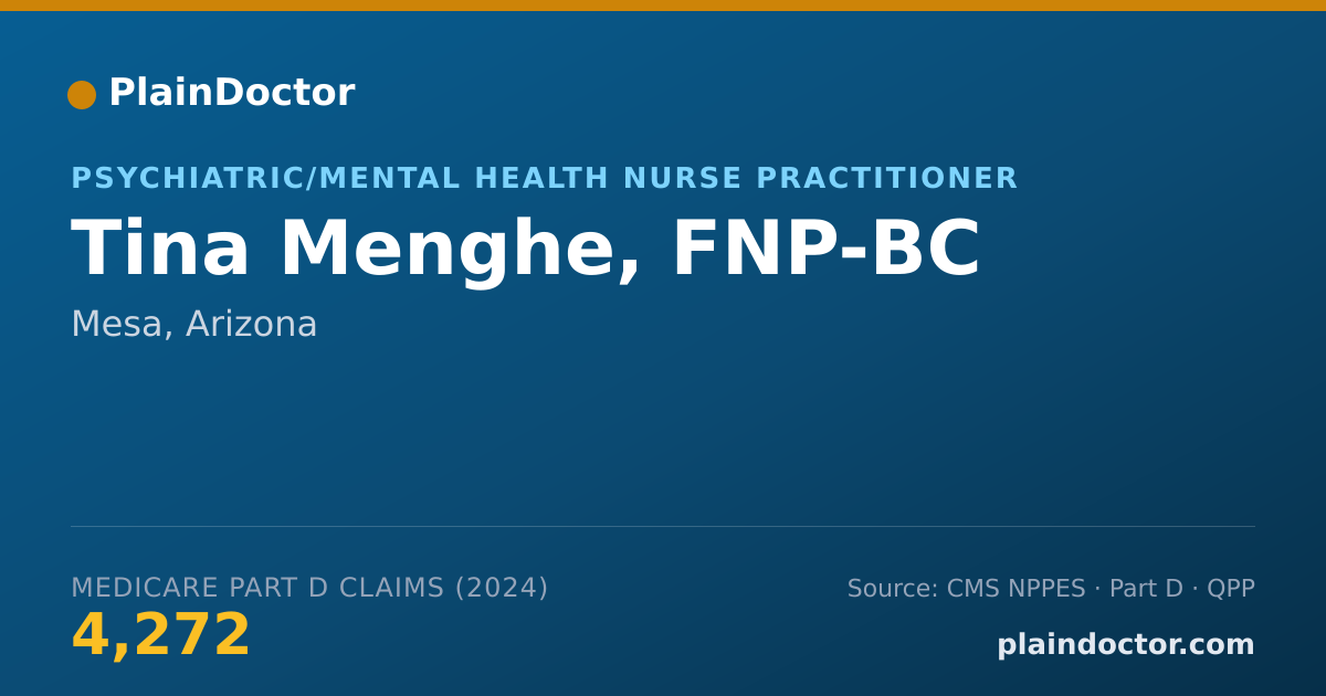 Shareable card for Tina Menghe, FNP-BC - Psychiatric/Mental Health Nurse Practitioner, Mesa, AZ
