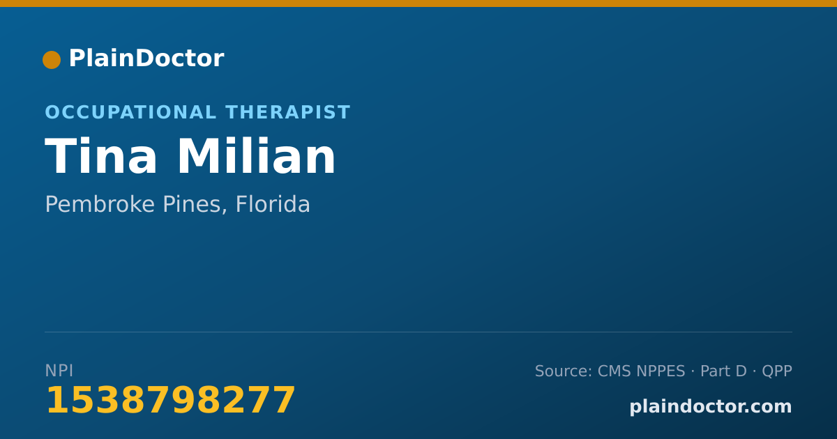 Shareable card for Tina Milian - Occupational Therapist, Pembroke Pines, FL