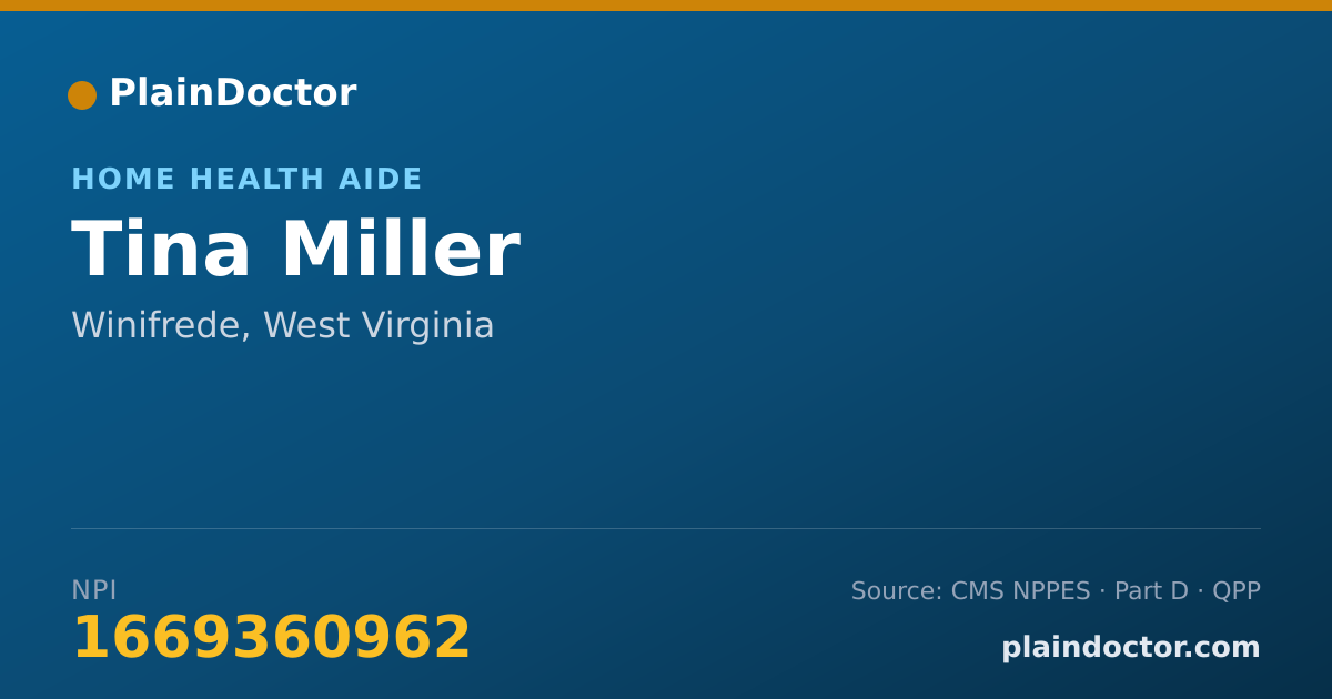 Shareable card for Tina Miller - Home Health Aide, Winifrede, WV