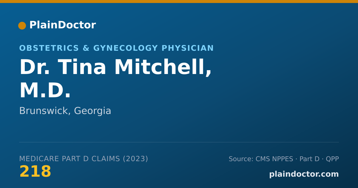 Shareable card for Tina Mitchell, M.D. - Obstetrics & Gynecology Physician, Brunswick, GA