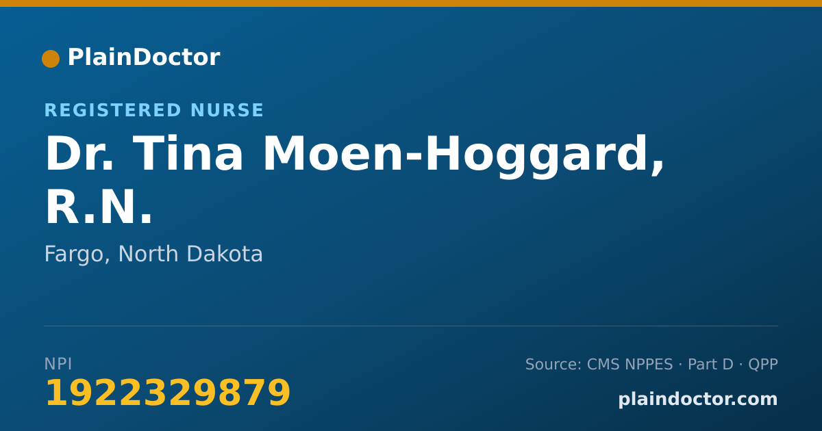 Shareable card for Tina Moen-Hoggard, R.N. - Registered Nurse, Fargo, ND