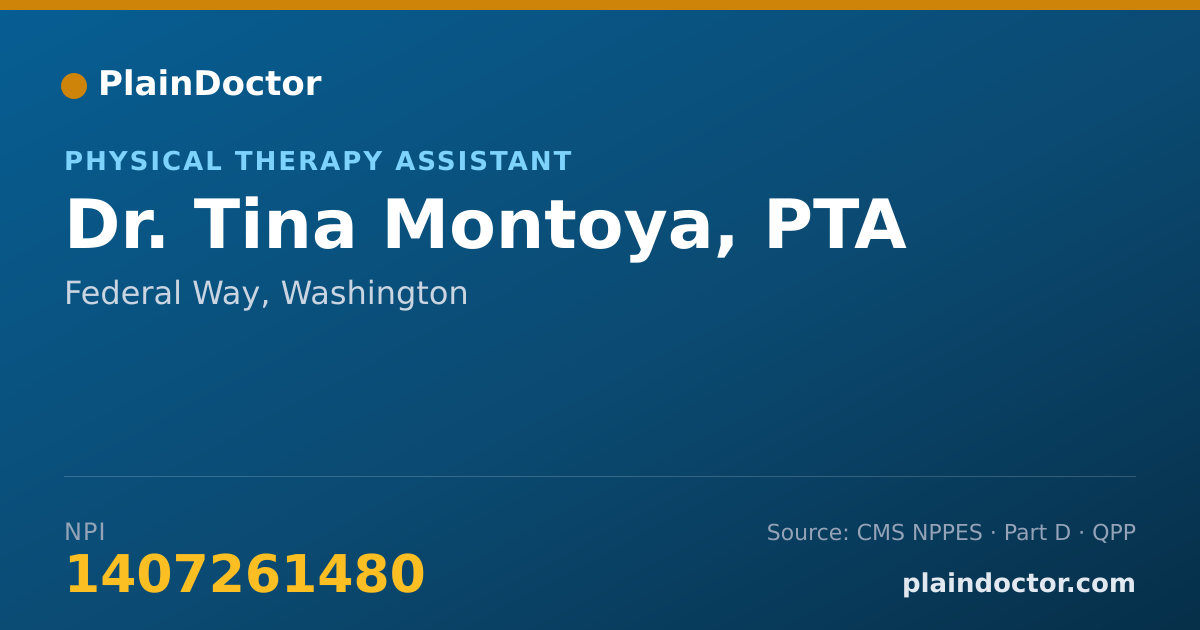 Shareable card for Tina Montoya, PTA - Physical Therapy Assistant, Federal Way, WA
