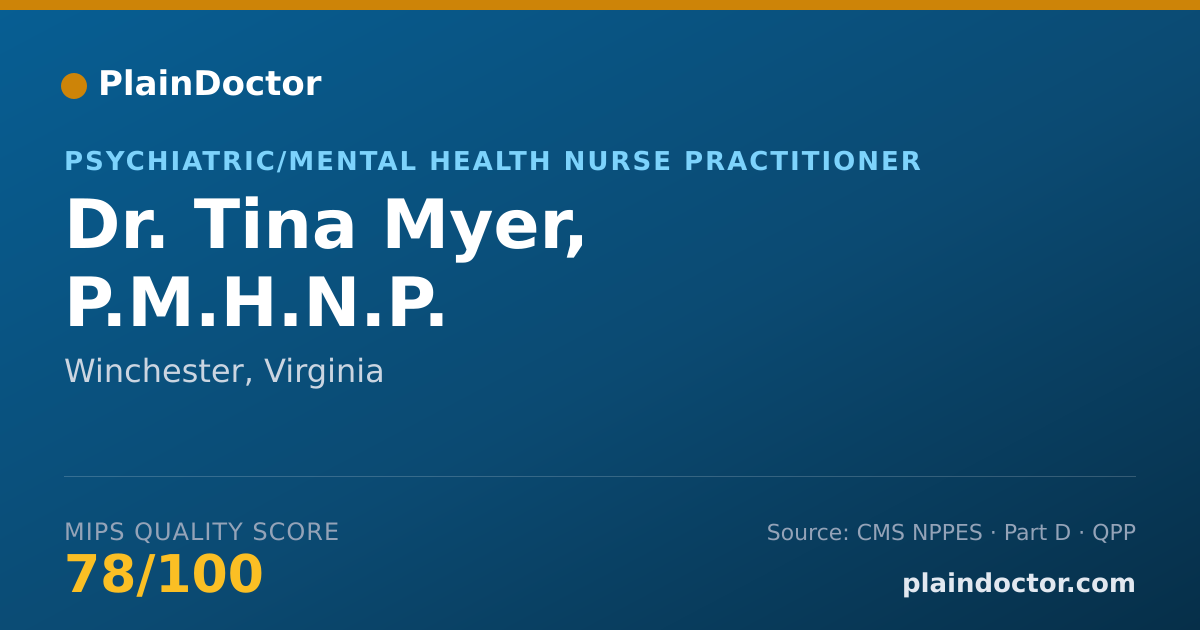 Shareable card for Tina Myer, P.M.H.N.P. - Psychiatric/Mental Health Nurse Practitioner, Winchester, VA