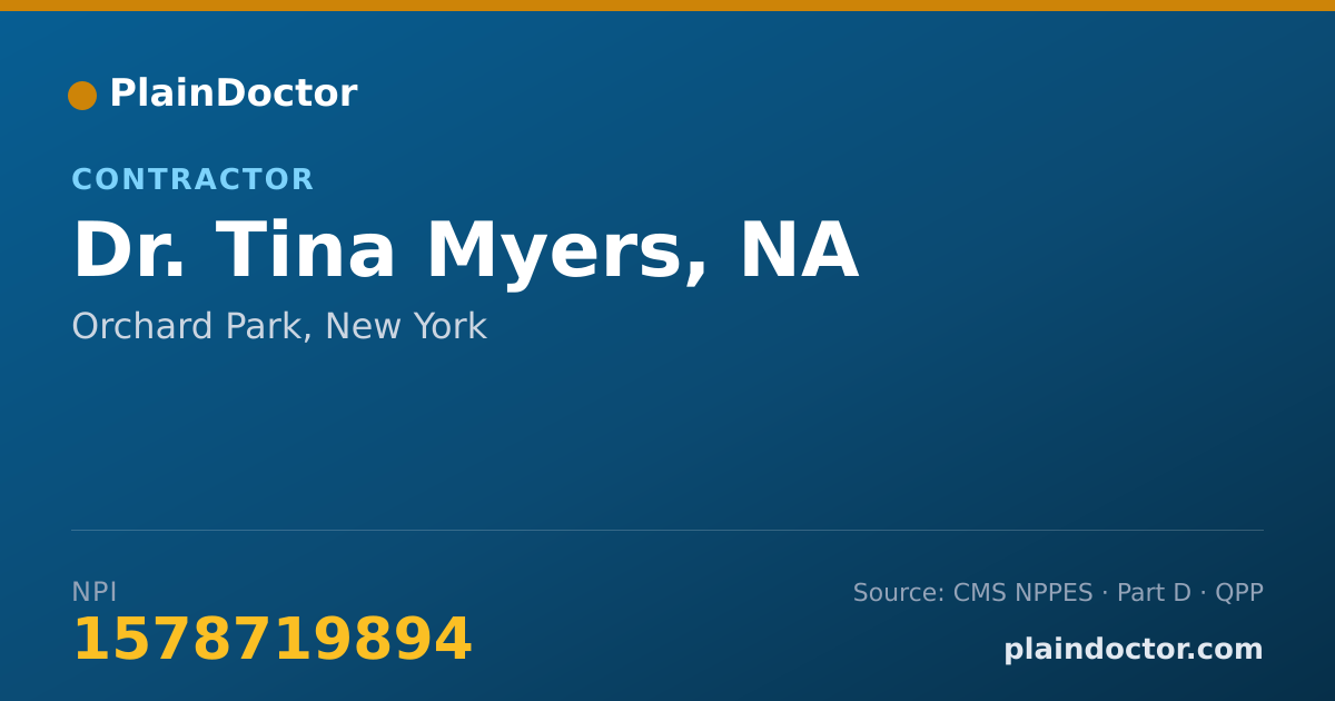 Shareable card for Tina Myers, NA - Contractor, Orchard Park, NY