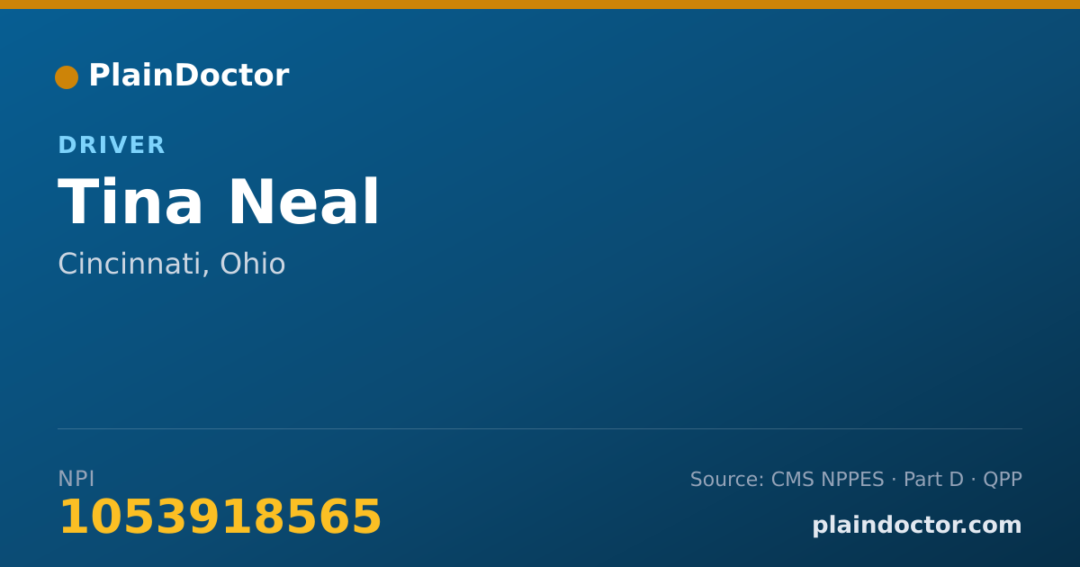 Shareable card for Tina Neal - Driver, Cincinnati, OH