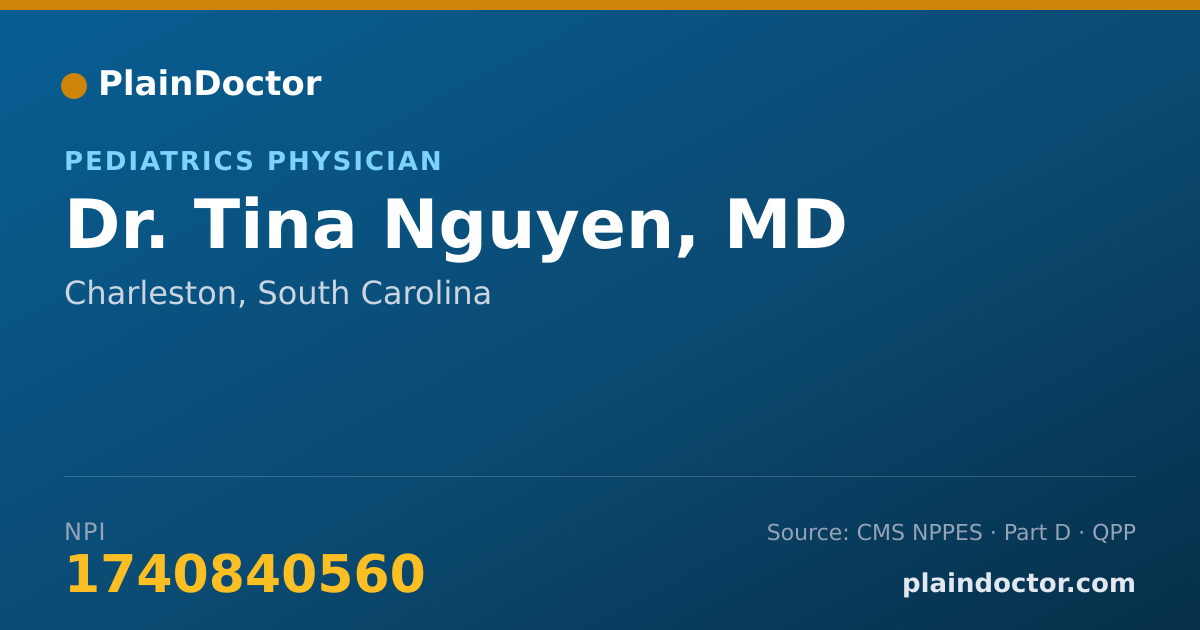 Shareable card for Tina Nguyen, MD - Pediatrics Physician, Charleston, SC