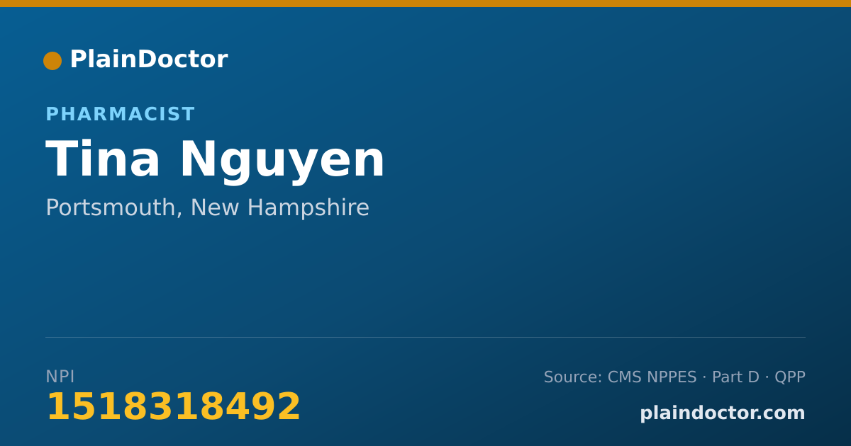 Shareable card for Tina Nguyen - Pharmacist, Portsmouth, NH