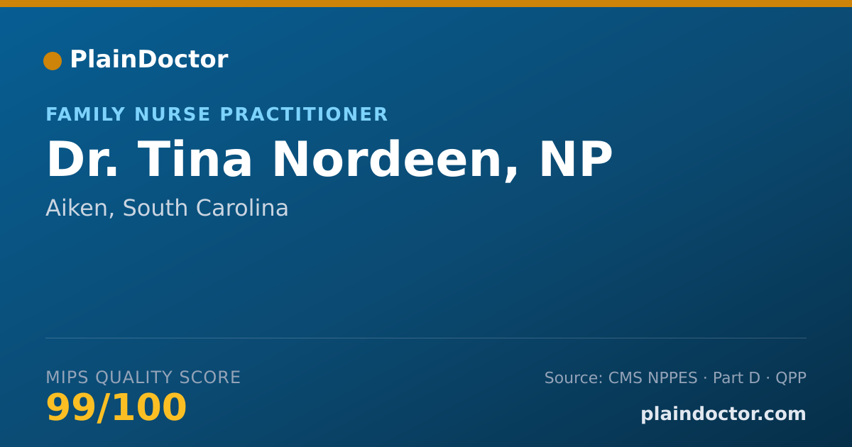 Shareable card for Tina Nordeen, NP - Family Nurse Practitioner, Aiken, SC