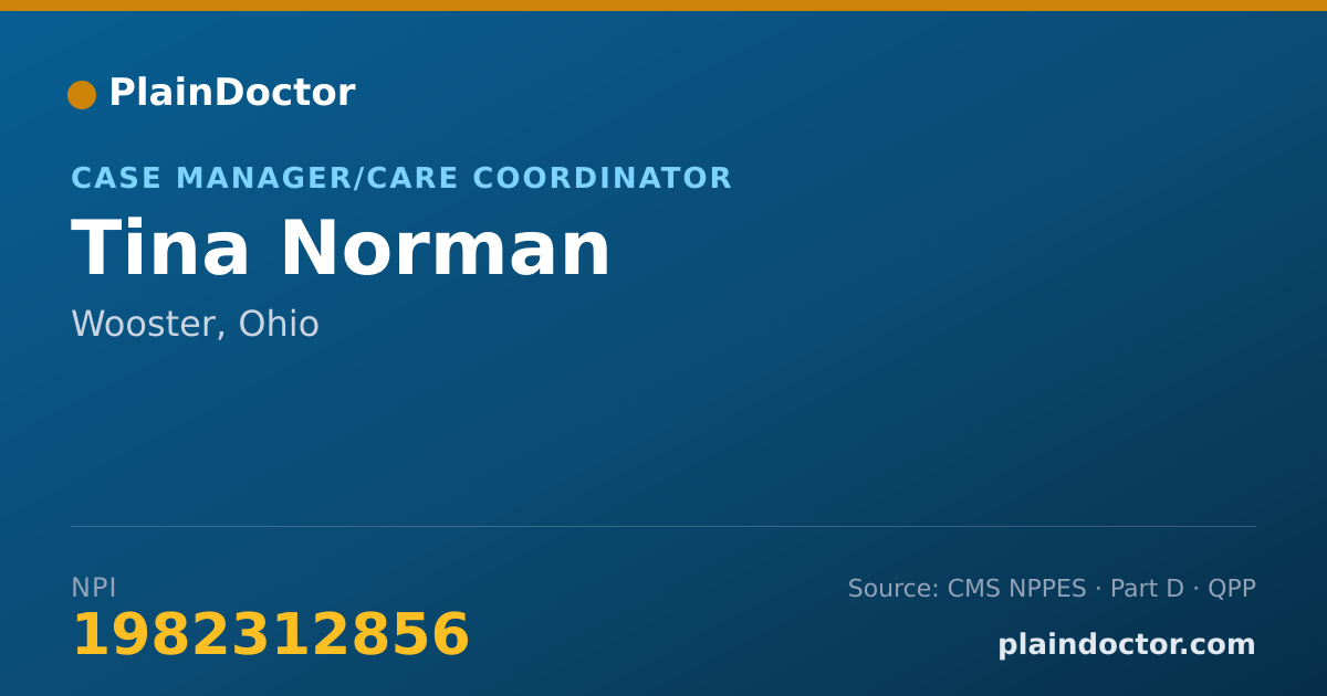 Shareable card for Tina Norman - Case Manager/Care Coordinator, Wooster, OH