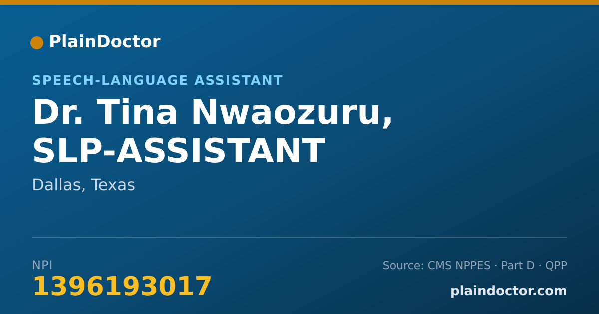 Shareable card for Tina Nwaozuru, SLP-ASSISTANT - Speech-Language Assistant, Dallas, TX