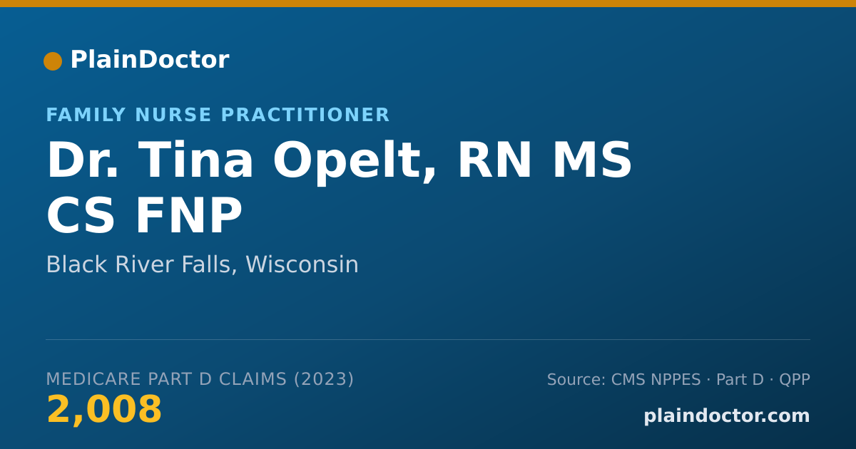 Shareable card for Tina Opelt, RN MS CS FNP - Family Nurse Practitioner, Black River Falls, WI