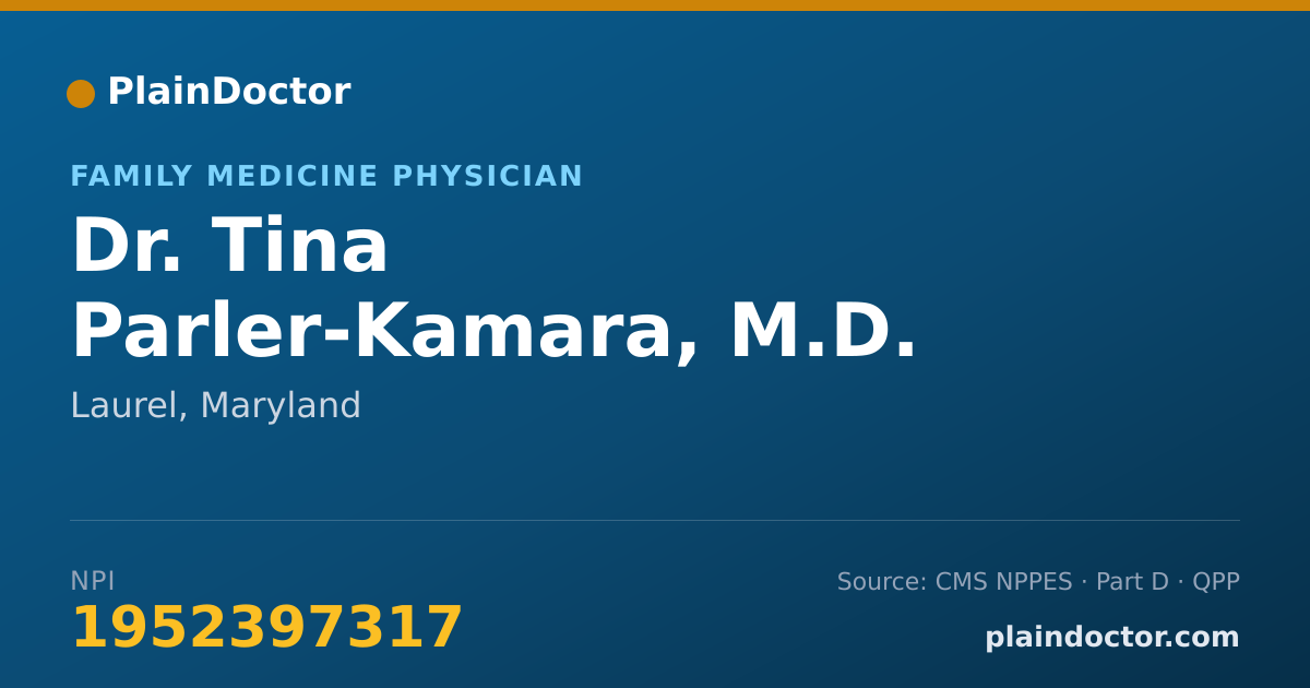 Shareable card for Tina Parler-Kamara, M.D. - Family Medicine Physician, Laurel, MD