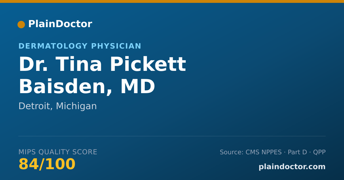 Shareable card for Tina Pickett Baisden, MD - Dermatology Physician, Detroit, MI