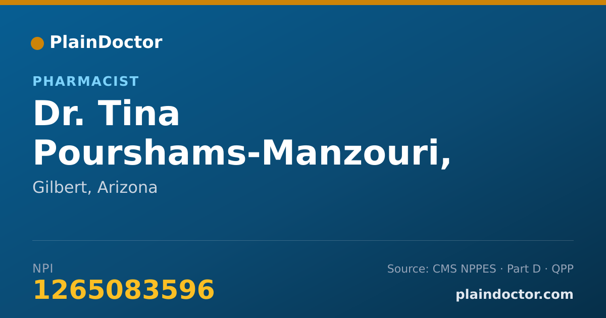 Shareable card for Tina Pourshams-Manzouri, PHARMD - Pharmacist, Gilbert, AZ
