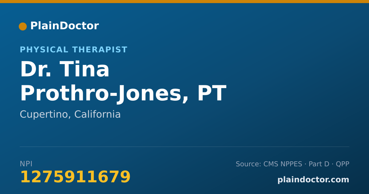 Shareable card for Tina Prothro-Jones, PT - Physical Therapist, Cupertino, CA