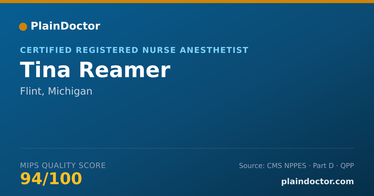 Shareable card for Tina Reamer - Certified Registered Nurse Anesthetist, Flint, MI