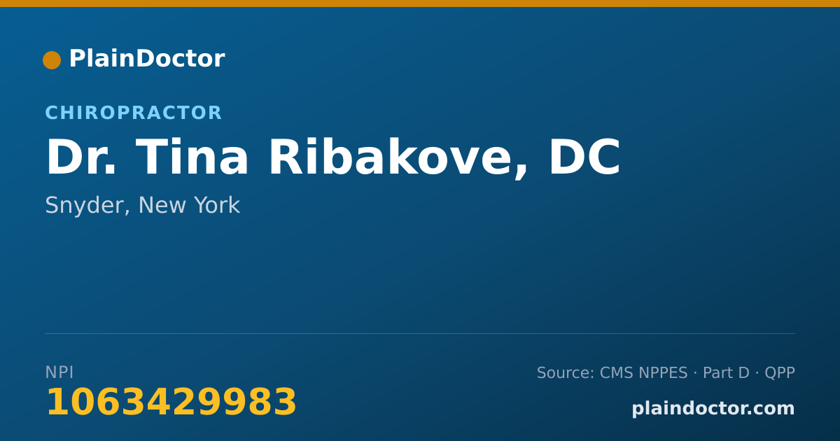 Shareable card for Tina Ribakove, DC - Chiropractor, Snyder, NY