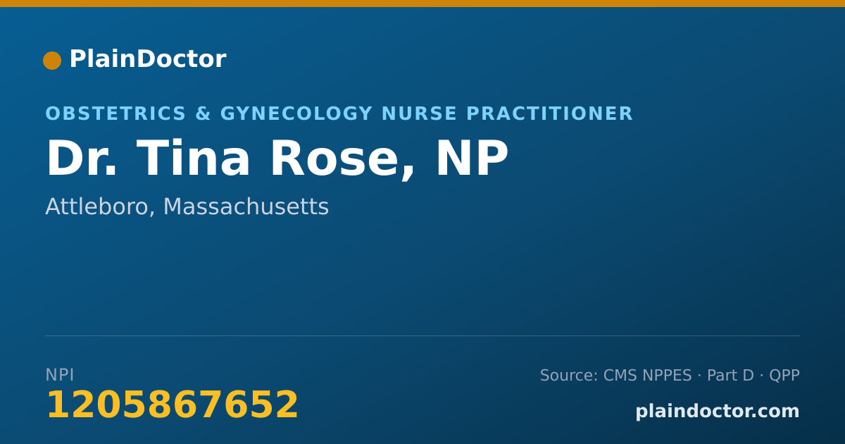 Shareable card for Tina Rose, NP - Obstetrics & Gynecology Nurse Practitioner, Attleboro, MA
