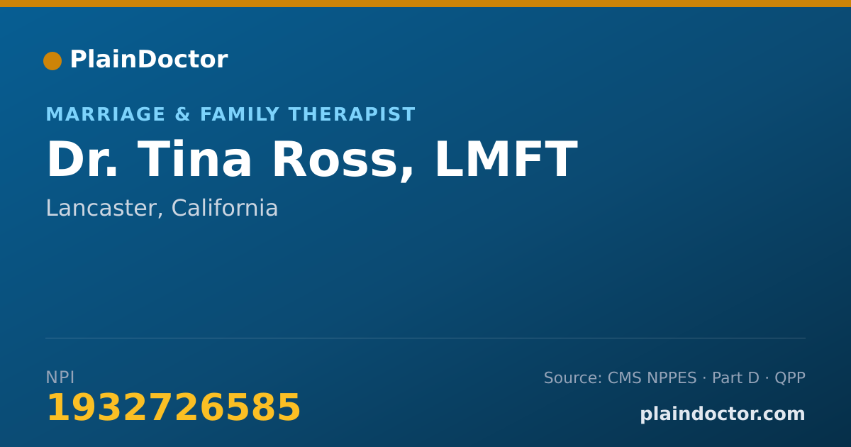 Shareable card for Tina Ross, LMFT - Marriage & Family Therapist, Lancaster, CA