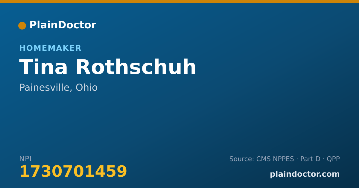 Shareable card for Tina Rothschuh - Homemaker, Painesville, OH