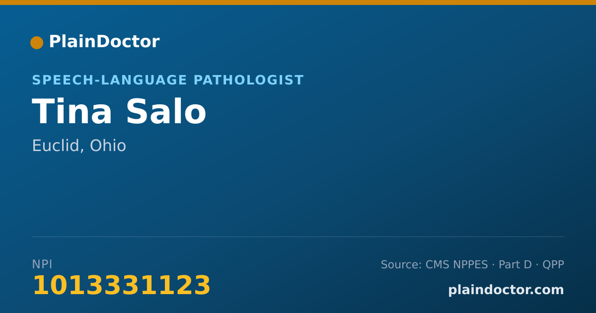 Shareable card for Tina Salo - Speech-Language Pathologist, Euclid, OH