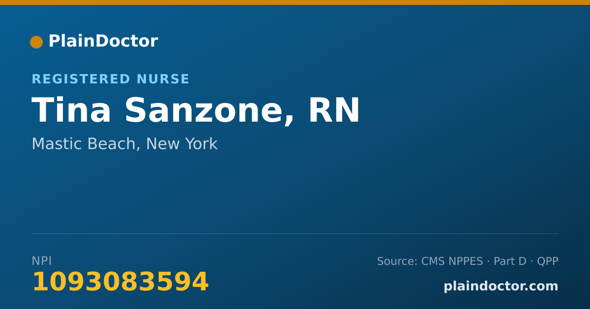 Shareable card for Tina Sanzone, RN - Registered Nurse, Mastic Beach, NY