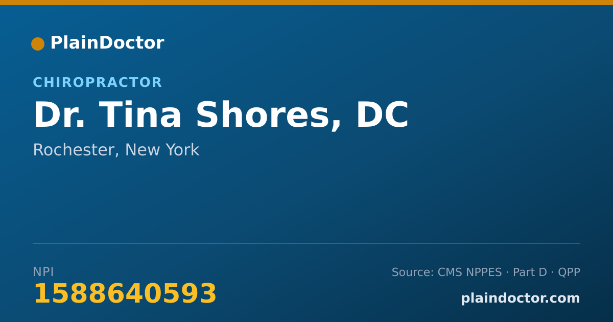 Shareable card for Tina Shores, DC - Chiropractor, Rochester, NY