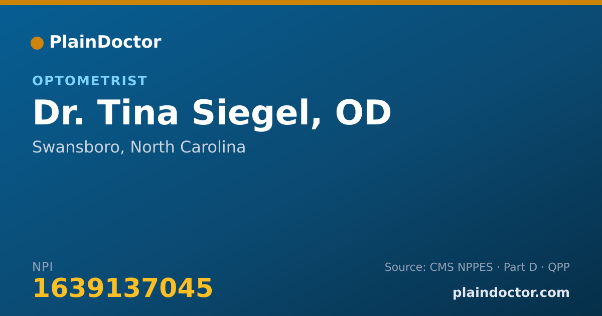 Shareable card for Tina Siegel, OD - Optometrist, Swansboro, NC