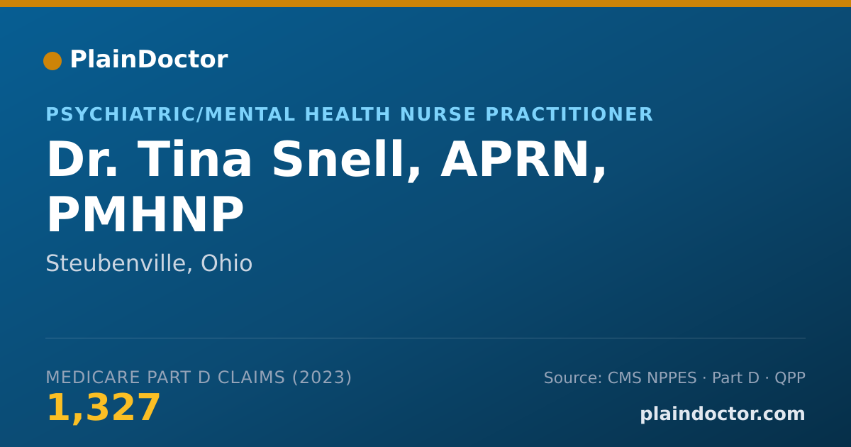 Shareable card for Tina Snell, APRN, PMHNP - Psychiatric/Mental Health Nurse Practitioner, Steubenville, OH