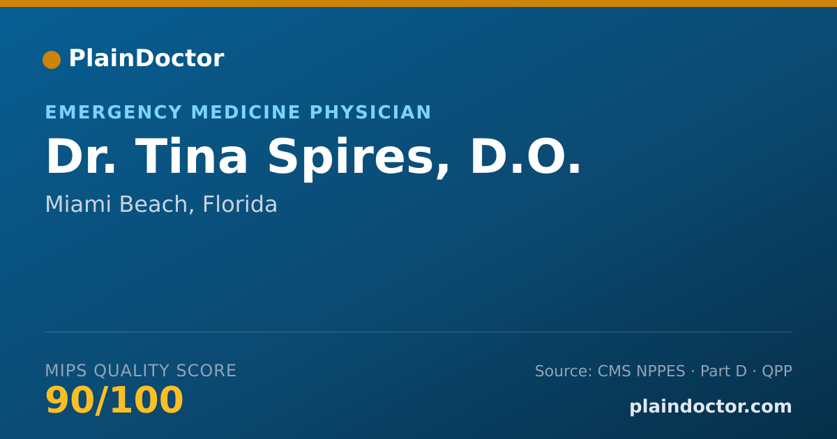 Shareable card for Tina Spires, D.O. - Emergency Medicine Physician, Miami Beach, FL