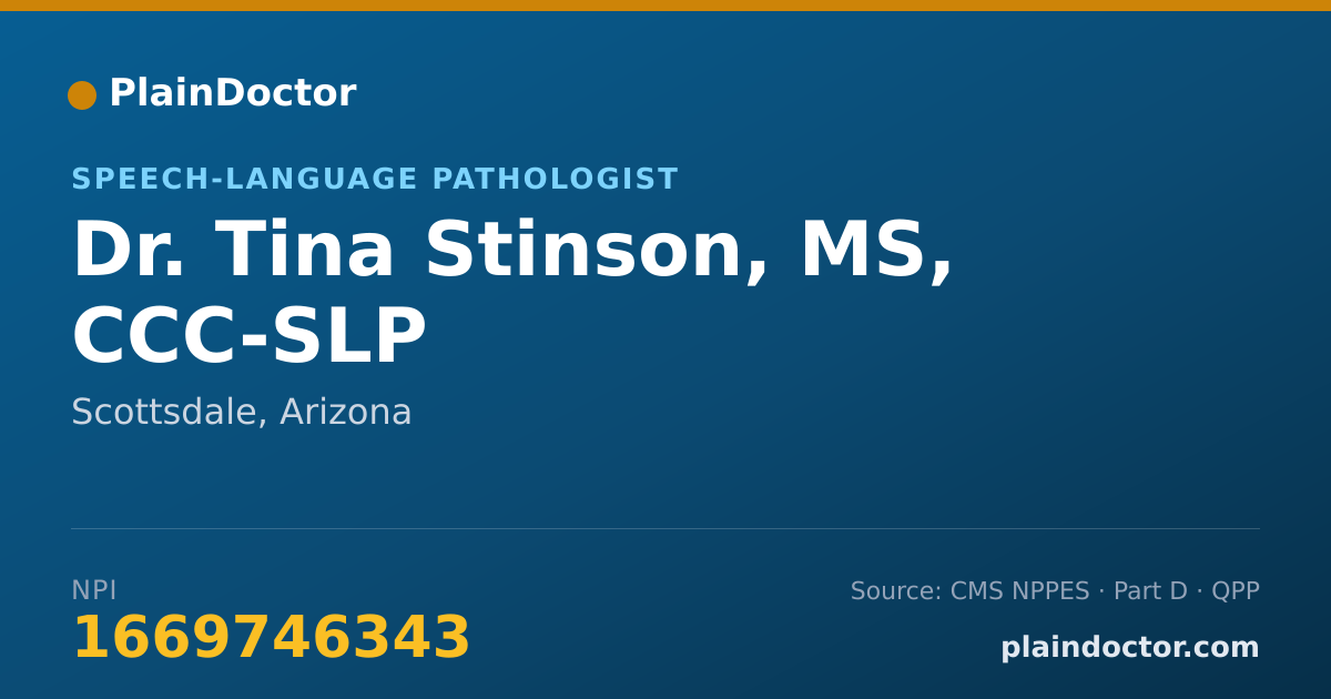 Shareable card for Tina Stinson, MS, CCC-SLP - Speech-Language Pathologist, Scottsdale, AZ