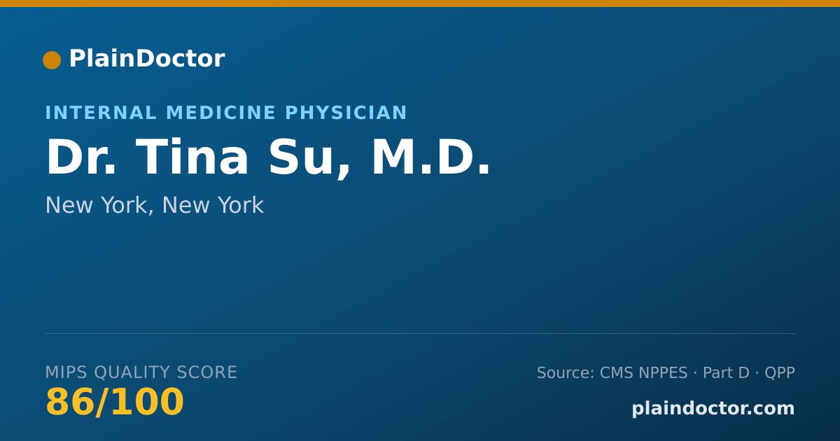 Shareable card for Tina Su, M.D. - Internal Medicine Physician, New York, NY