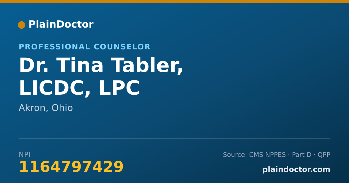 Shareable card for Tina Tabler, LICDC, LPC - Professional Counselor, Akron, OH