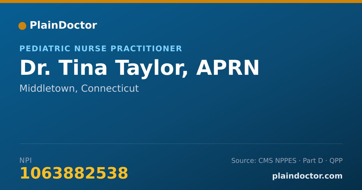 Shareable card for Tina Taylor, APRN - Pediatric Nurse Practitioner, Middletown, CT