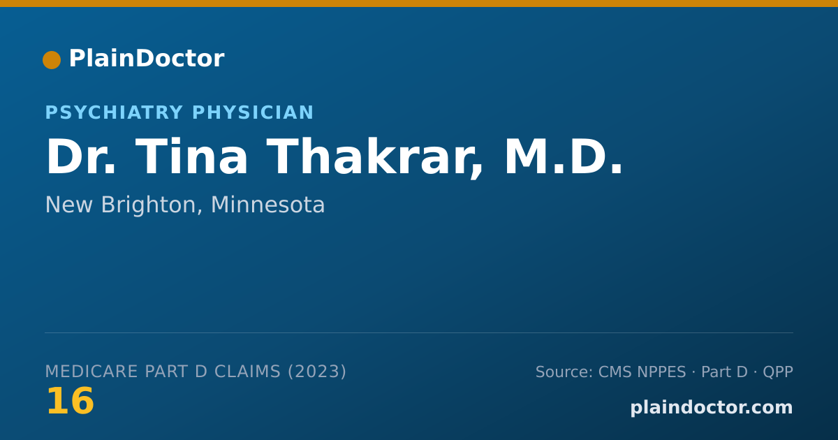 Shareable card for Tina Thakrar, M.D. - Psychiatry Physician, New Brighton, MN
