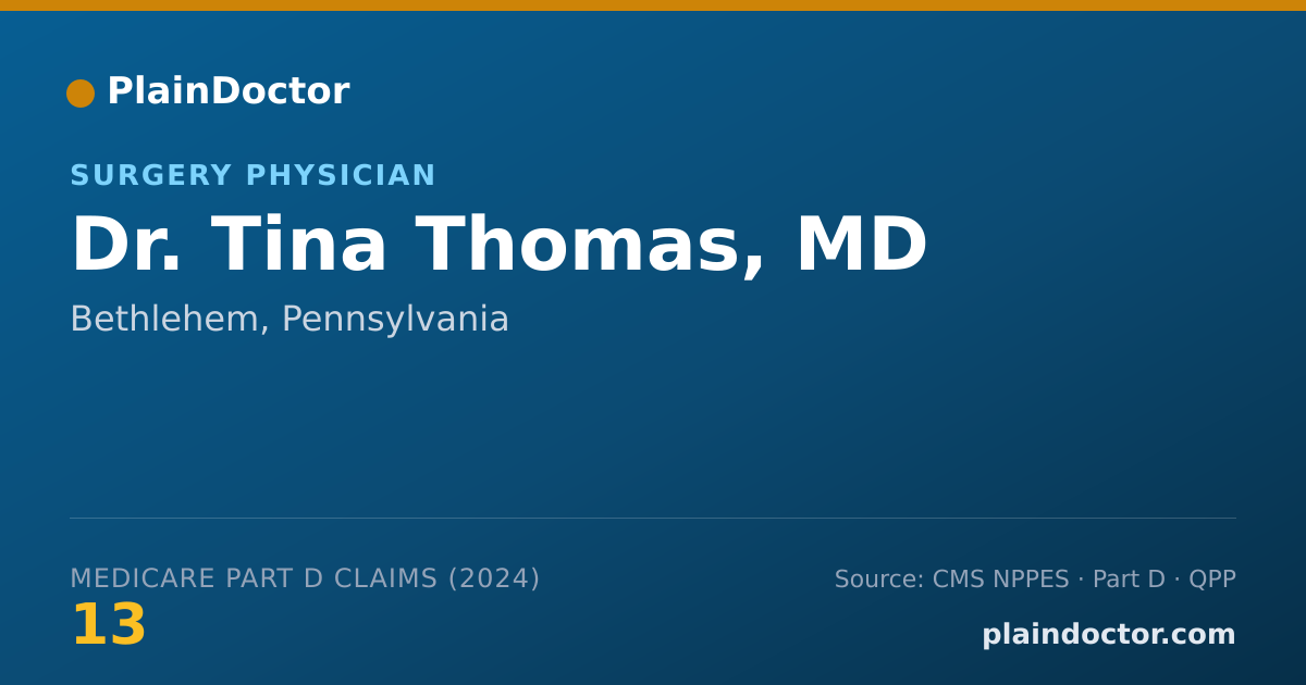 Shareable card for Tina Thomas, MD - Surgery Physician, Bethlehem, PA