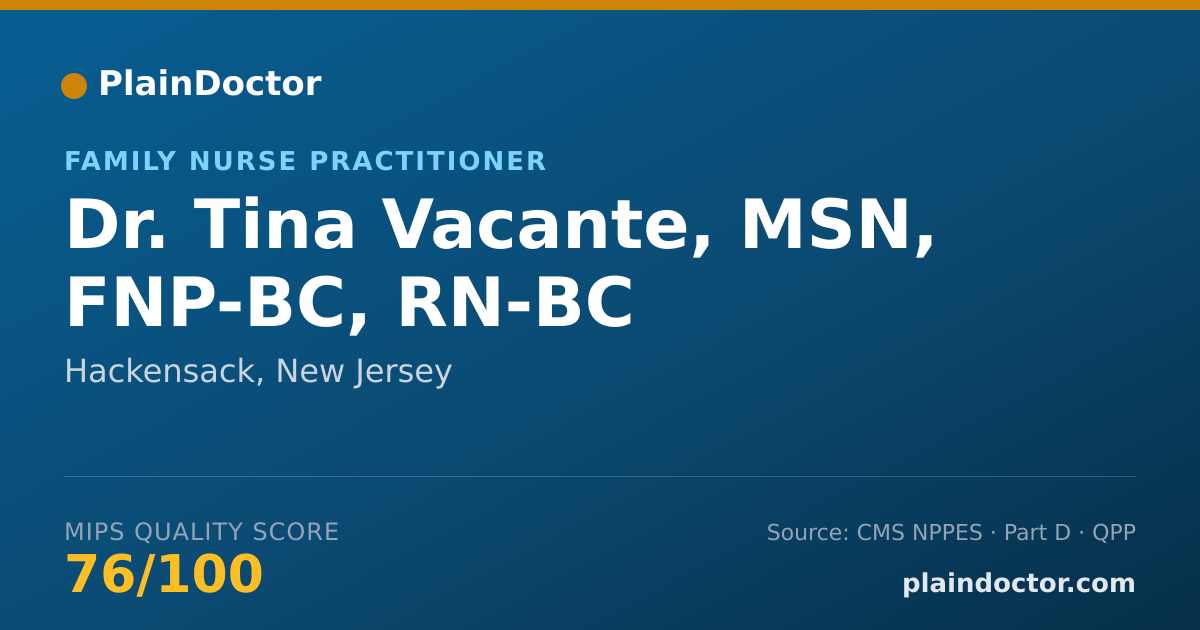 Shareable card for Tina Vacante, MSN, FNP-BC, RN-BC - Family Nurse Practitioner, Hackensack, NJ