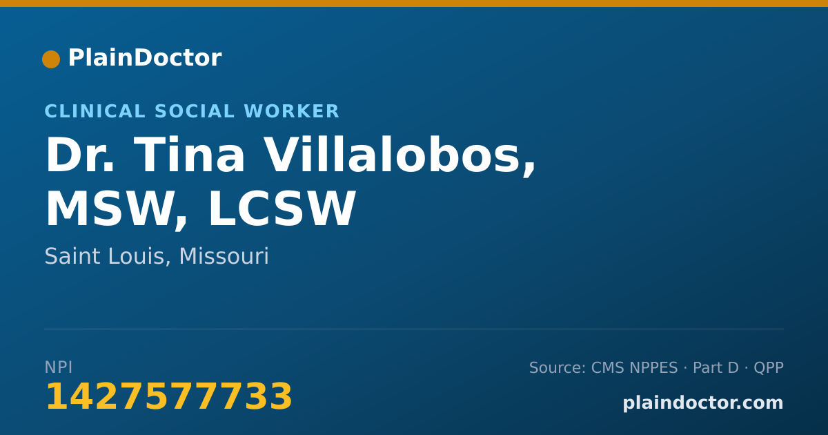 Shareable card for Tina Villalobos, MSW, LCSW - Clinical Social Worker, Saint Louis, MO