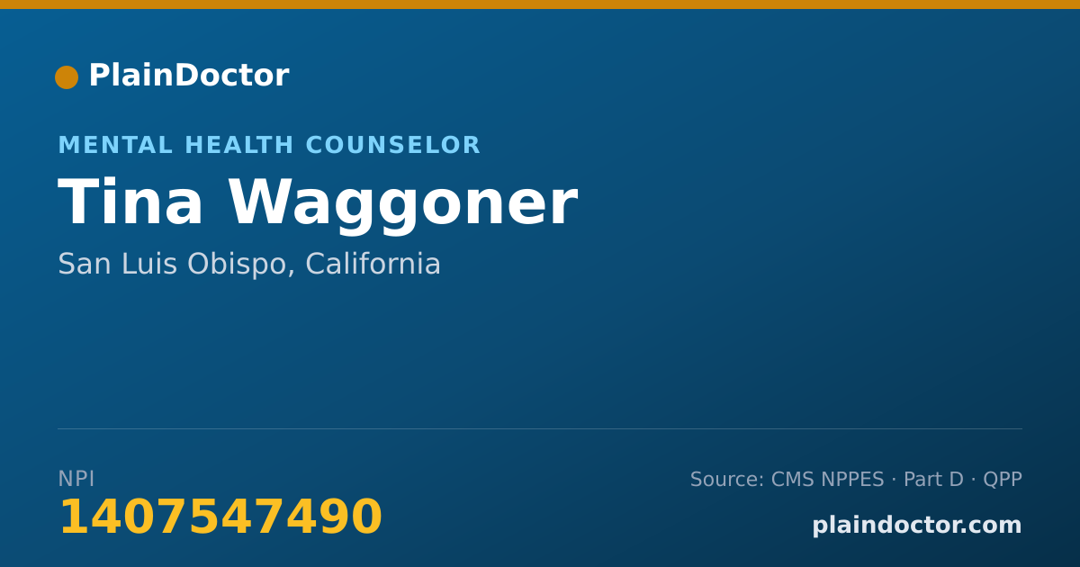 Shareable card for Tina Waggoner - Mental Health Counselor, San Luis Obispo, CA