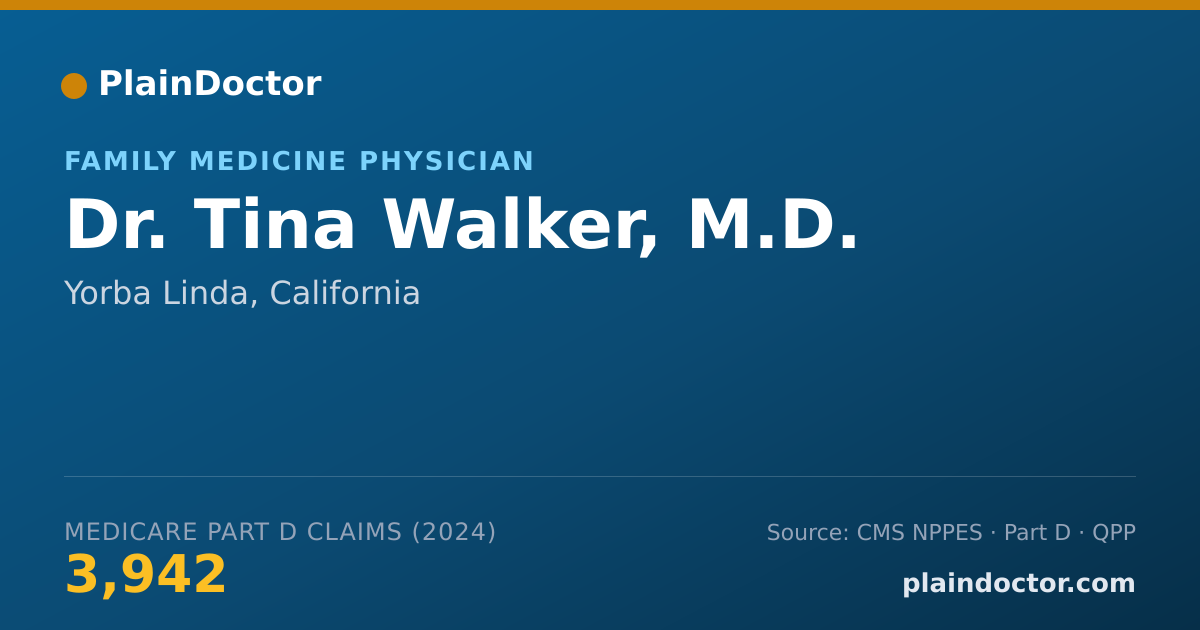 Shareable card for Tina Walker, M.D. - Family Medicine Physician, Yorba Linda, CA