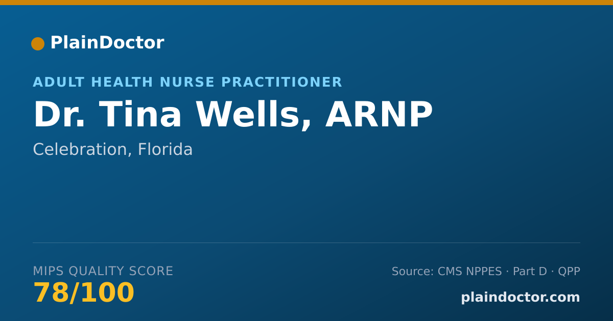Shareable card for Tina Wells, ARNP - Adult Health Nurse Practitioner, Celebration, FL