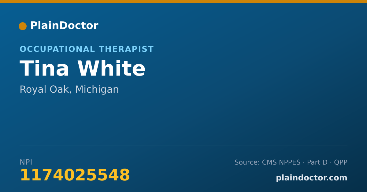 Shareable card for Tina White - Occupational Therapist, Royal Oak, MI