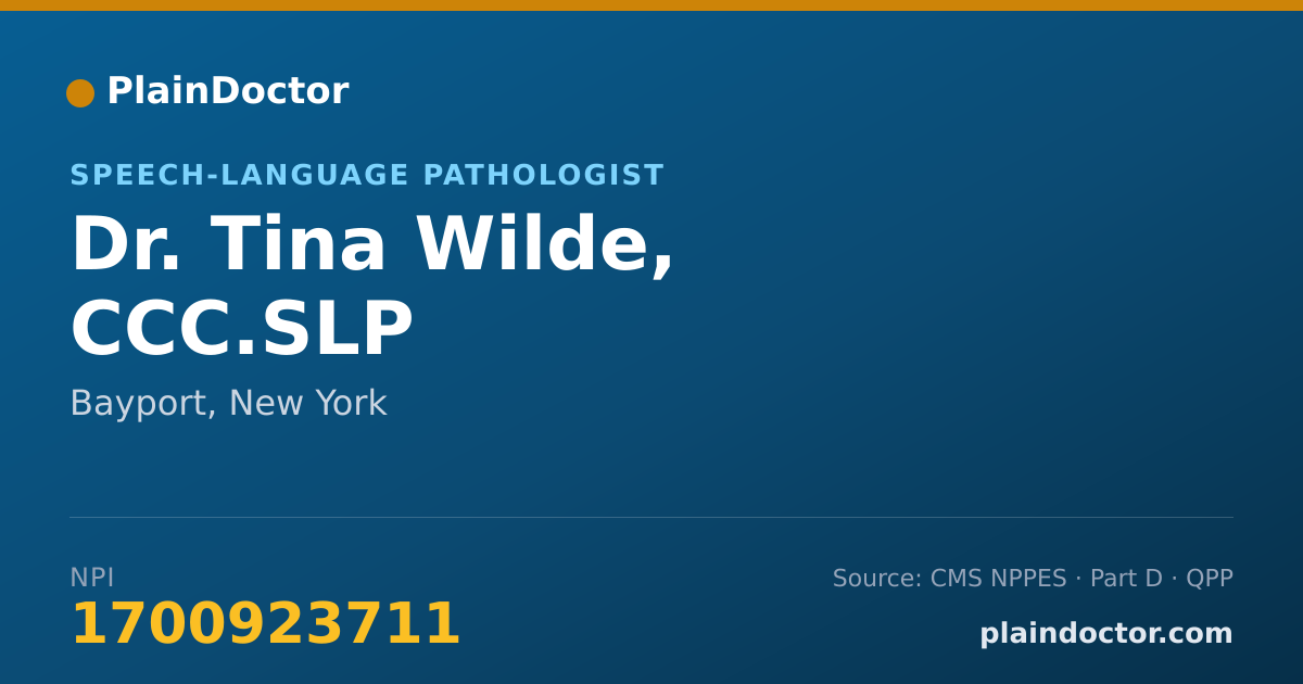 Shareable card for Tina Wilde, CCC.SLP - Speech-Language Pathologist, Bayport, NY