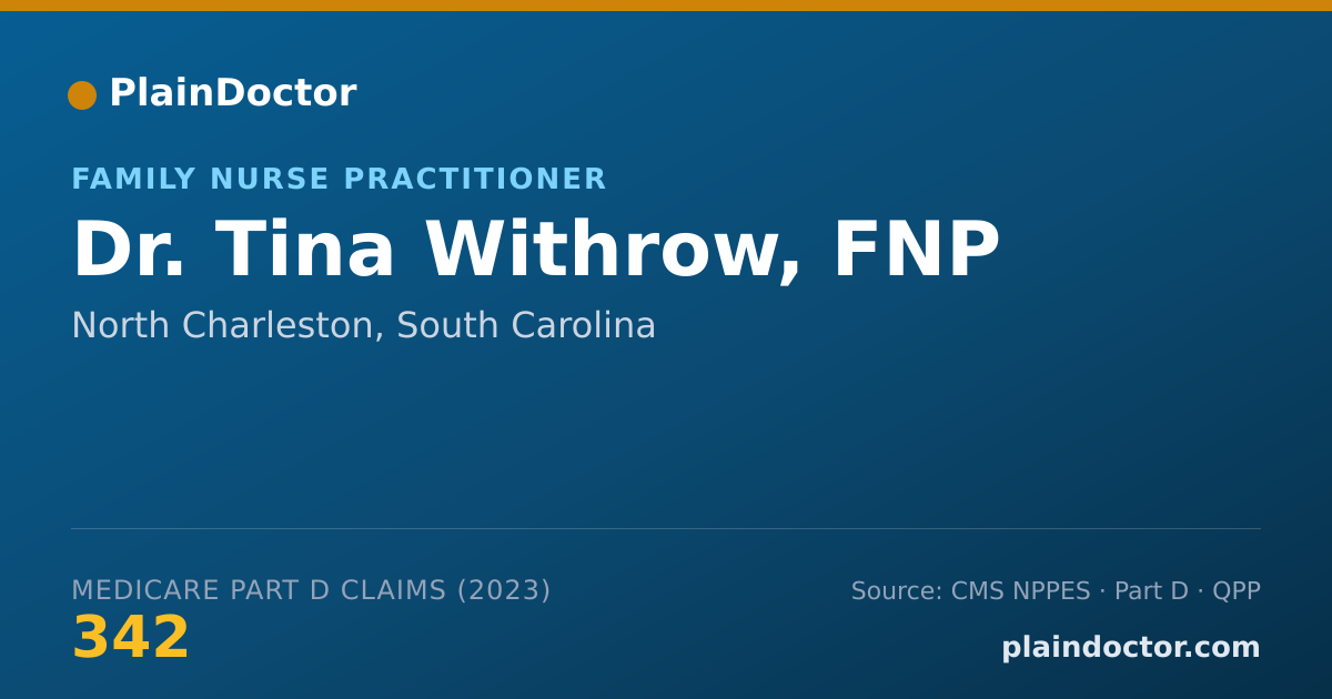 Shareable card for Tina Withrow, FNP - Family Nurse Practitioner, North Charleston, SC