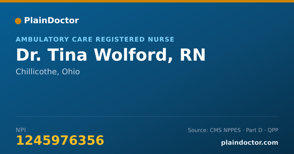 Shareable card for Tina Wolford, RN - Ambulatory Care Registered Nurse, Chillicothe, OH