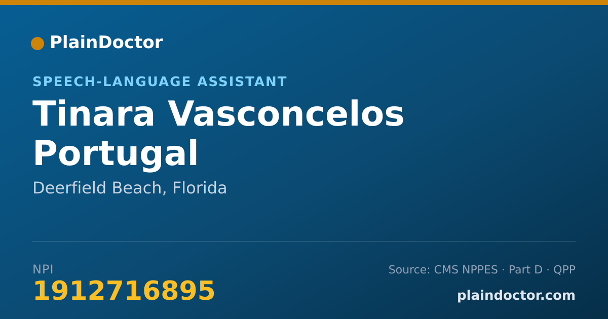 Shareable card for Tinara Vasconcelos Portugal - Speech-Language Assistant, Deerfield Beach, FL