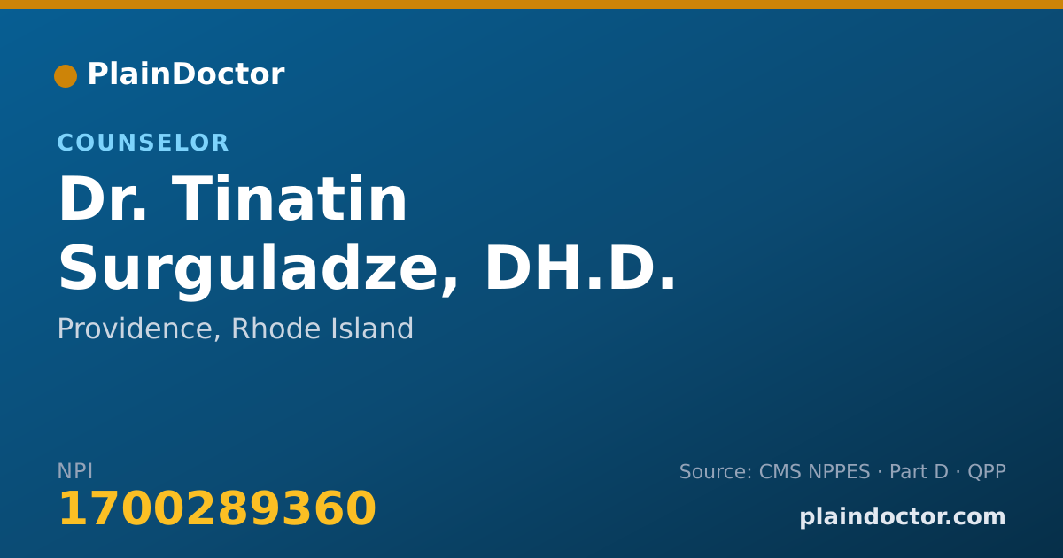 Shareable card for Tinatin Surguladze, DH.D. - Counselor, Providence, RI