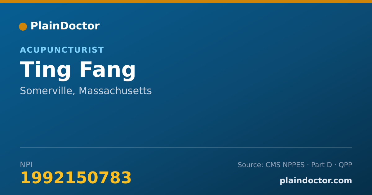 Shareable card for Ting Fang - Acupuncturist, Somerville, MA