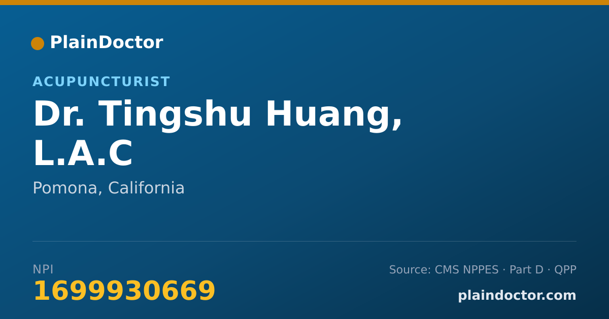 Shareable card for Tingshu Huang, L.A.C - Acupuncturist, Pomona, CA