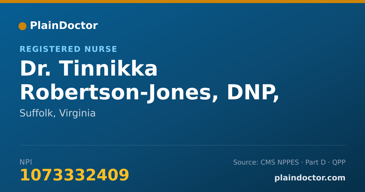 Shareable card for Tinnikka Robertson-Jones, DNP, RN, CNE ACNS-BC - Registered Nurse, Suffolk, VA